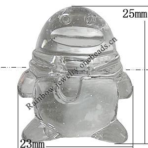 Transparent Acrylic Beads, Animal 25x23mm Hole:2mm, Sold by Bag