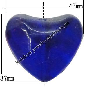Transparent Acrylic Bead, Heart 43x37mm Hole:4mm, Sold by Bag 