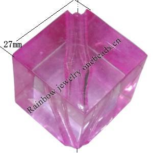 Transparent Acrylic Bead, Cube 27x27mm Hole:6mm, Sold by Bag 