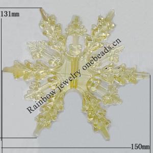 Transparent Acrylic Bead, Snowflake 131x150mm Hole:6mm, Sold by Bag 
