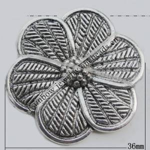 Pendant Zinc Alloy Jewelry Findings Lead-free, Flower 36mm Hole:5mm, Sold by Bag