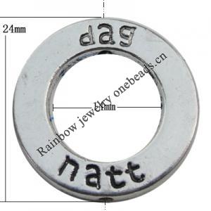 Donut Zinc Alloy Jewelry Findings Lead-free, 24x14mm Hole:1mm, Sold by Bag