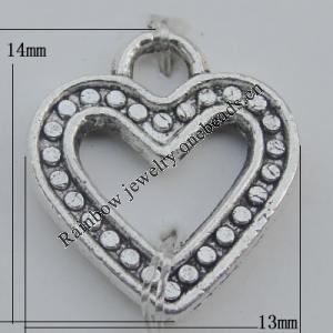 Pendant Zinc Alloy Jewelry Findings Lead-free, 14x13mm Hole:2mm, Sold by Bag