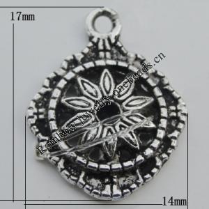 Pendant Zinc Alloy Jewelry Findings Lead-free, 17x14mm Hole:1mm, Sold by Bag