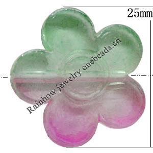 Dichroic Plastic Beads, Flower 25mm Hole:1mm, Sold by Bag