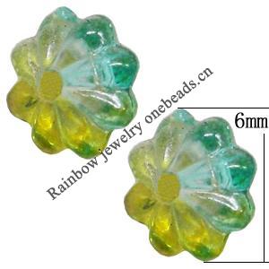 Dichroic Plastic Beads, Flower 6mm Hole:0.2mm, Sold by Bag