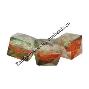 Dichroic Plastic Beads, Cube 8mm Hole:1.5mm, Sold by Bag