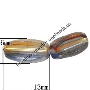 Dichroic Plastic Beads, Fluted Oval 13x6mm Hole:1mm, Sold by Bag