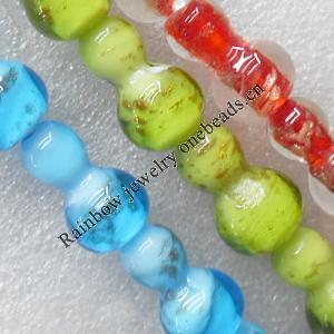 Gold Sand Lampwork Beads, Mix Color Calabash 16x25mm Hole:About 1.5mm, Sold by Group