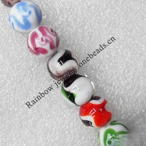 Lampwork Beads, Mix Color Round 18mm Hole:About 1.5mm, Sold by Group