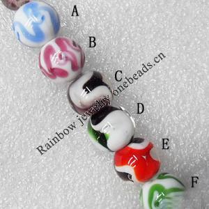 Lampwork Beads, Round 18mm Hole:About 1.5mm, Sold by PC