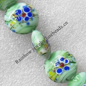 Lampwork Beads, Flat Round 20mm Hole:About 1.5mm, Sold by PC