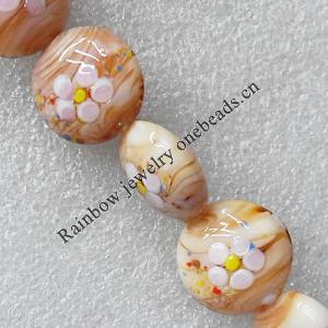 Lampwork Beads, Flat Round 20mm Hole:About 1.5mm, Sold by PC