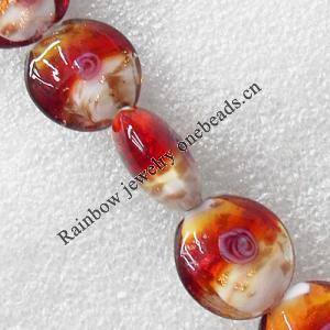 Gold Sand Lampwork Beads, Flat Round 20mm Hole:About 1.5mm, Sold by PC