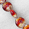 Gold Sand Lampwork Beads, Flat Round 20mm Hole:About 1.5mm, Sold by PC