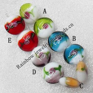 Lampwork Beads, Flat Round 20mm Hole:About 2mm, Sold by PC