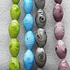 Lampwork Beads, Mix Color Oval 16x28mm Hole:About 1.5mm, Sold by Group