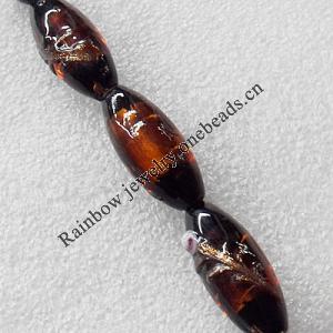 Silver Foil Lampwork Beads, Oval 16x28mm Hole:About 1.5mm, Sold by PC