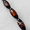 Silver Foil Lampwork Beads, Oval 16x28mm Hole:About 1.5mm, Sold by PC