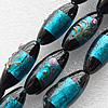 Silver Foil Lampwork Beads, Oval 16x28mm Hole:About 1.5mm, Sold by PC