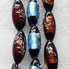 Silver Foil Lampwork Beads, Mix Color Oval 16x28mm Hole:About 1.5mm, Sold by Group