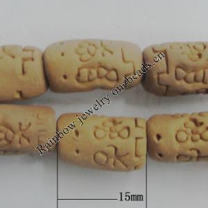 Handmade Pottery clay Beads，Column, about:15x9mm Hole:3mm,Sold by PC