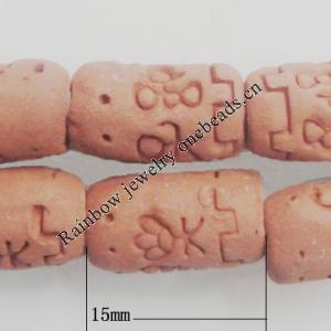 Handmade Pottery clay Beads，Column, about:15x9mm Hole:3mm,Sold by PC