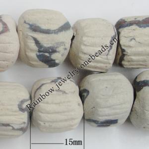 Handmade Pottery clay Beads，Round, about:15x15mm Hole:5mm,Sold by PC