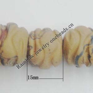 Handmade Pottery clay Beads，Round, about:15x15mm Hole:5mm,Sold by PC