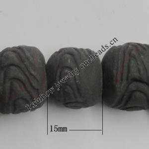 Handmade Pottery clay Beads，Round, about:15x15mm Hole:5mm,Sold by PC