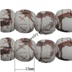 Handmade Pottery clay Beads，Round, about:15x15mm Hole:5mm,Sold by PC