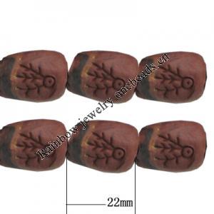 Handmade Pottery clay Beads，About:22x15mm Hole:5mm,Sold by PC