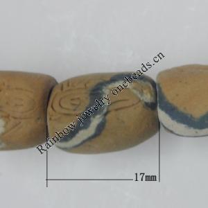 Handmade Pottery clay Beads, Column, about:17x14mm Hole:4mm,Sold by PC