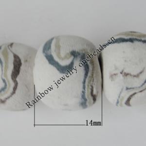 Handmade Pottery clay Beads, Drum, about:14mm Hole:5mm,Sold by PC