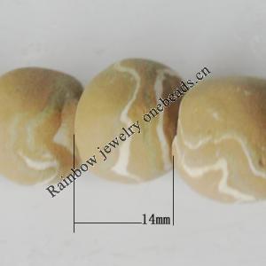 Handmade Pottery clay Beads, Round, about:14mm Hole:5mm,Sold by PC