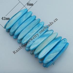 Shell Bracelets, 42x8mm Length:About 7.4 Inch, Sold by Strand