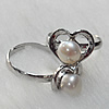 Pearl Ring with Metal Alloy, Beads Size:7mm Hole:About 18mm, Sold by Box