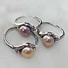Pearl Ring with Metal Alloy, Beads Size:7mm Hole:About 17mm, Sold by Box
