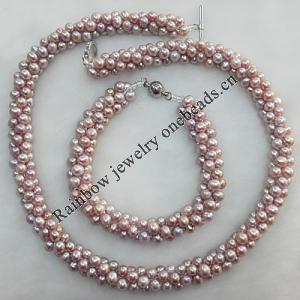 Pearl Necklace and Pearl Bracelet,Necklace Length:About 14.96 Inch Bracelet Length:About 7.87 Inch, Sold by Set