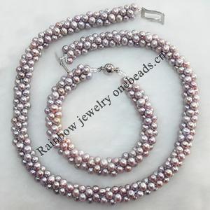 Pearl Necklace and Pearl Bracelet,Necklace Length:About 14.96 Inch Bracelet Length:About 7.87 Inch, Sold by Set