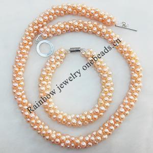 Pearl Necklace and Pearl Bracelet,Necklace Length:About 14.96 Inch Bracelet Length:About 7.87 Inch, Sold by Set