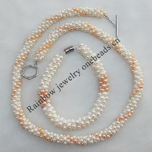 Pearl Necklace and Pearl Bracelet,Necklace Length:About 14.96 Inch Bracelet Length:About 7.87 Inch, Sold by Set