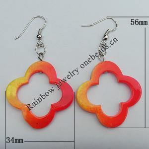 Shell Earring, Flower 34x56mm, Sold by pair