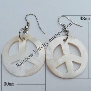 Shell Earring, 30x48mm, Sold by pair