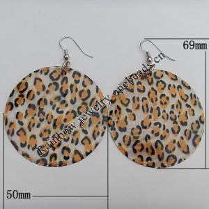 Shell Earring, Flat Round 50x69mm, Sold by pair