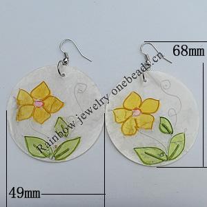 Shell Earring, Flat Round 49x68mm, Sold by pair