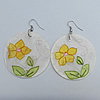 Shell Earring, Flat Round 49x68mm, Sold by pair