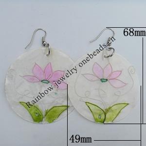 Shell Earring, Flat Round 49x68mm, Sold by pair