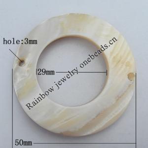 Shell pendant, Donut Outside Diameter:50mm, Inside Diameter:29mm Hole:3mm Sold by PC 