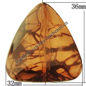 Transparent Acrylic Bead, Triangle 32x36mm Hole:2mm, Sold by Bag 